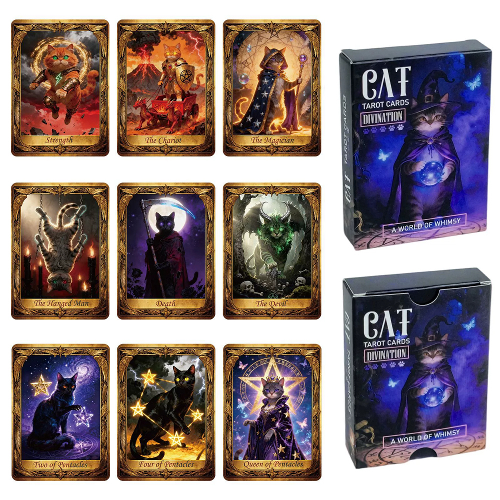 Board Game Card - 50PCS/Set Cute Cat Tarot Cards Series