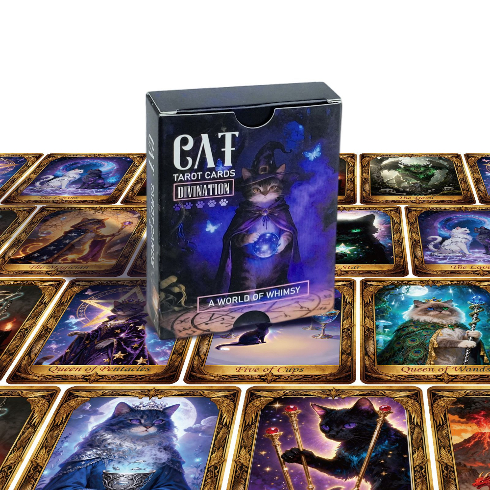 50PCS/Set Cute Cat Tarot Cards - Board Game Card ulasan dan harga