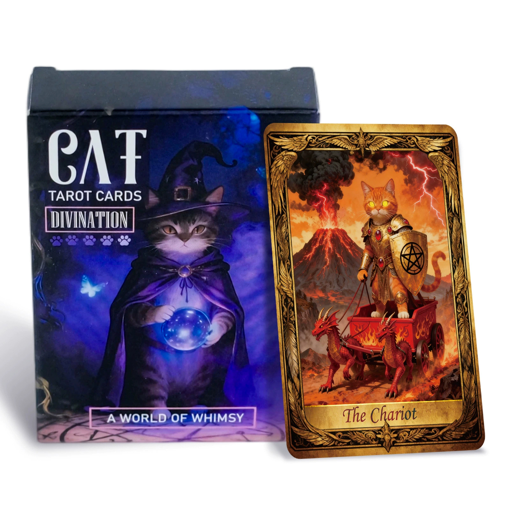 50PCS/Set Cute Cat Tarot Cards - Board Game Card ulasan dan harga