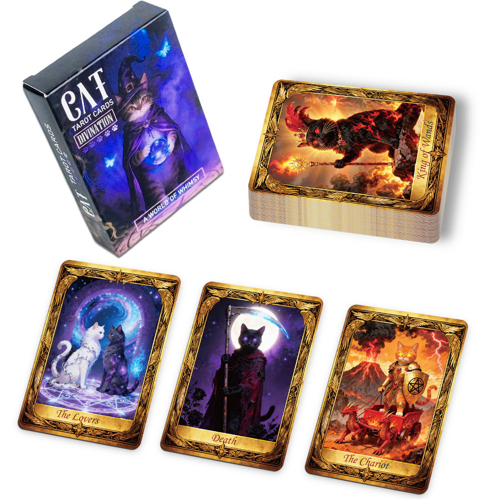 50PCS/Set Cute Cat Tarot Cards - Board Game Card ulasan dan harga